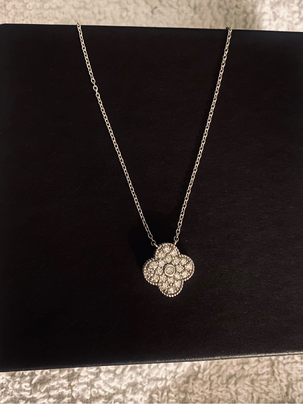 Prazana Lab Grown .75k Diamond Clover Station 18” Silver Necklace